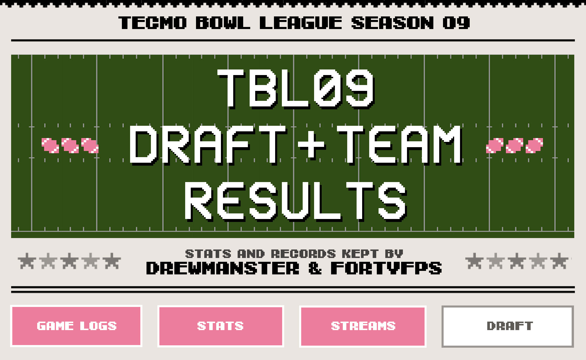 TBL 09 Draft Results | Tecmo Bowl League