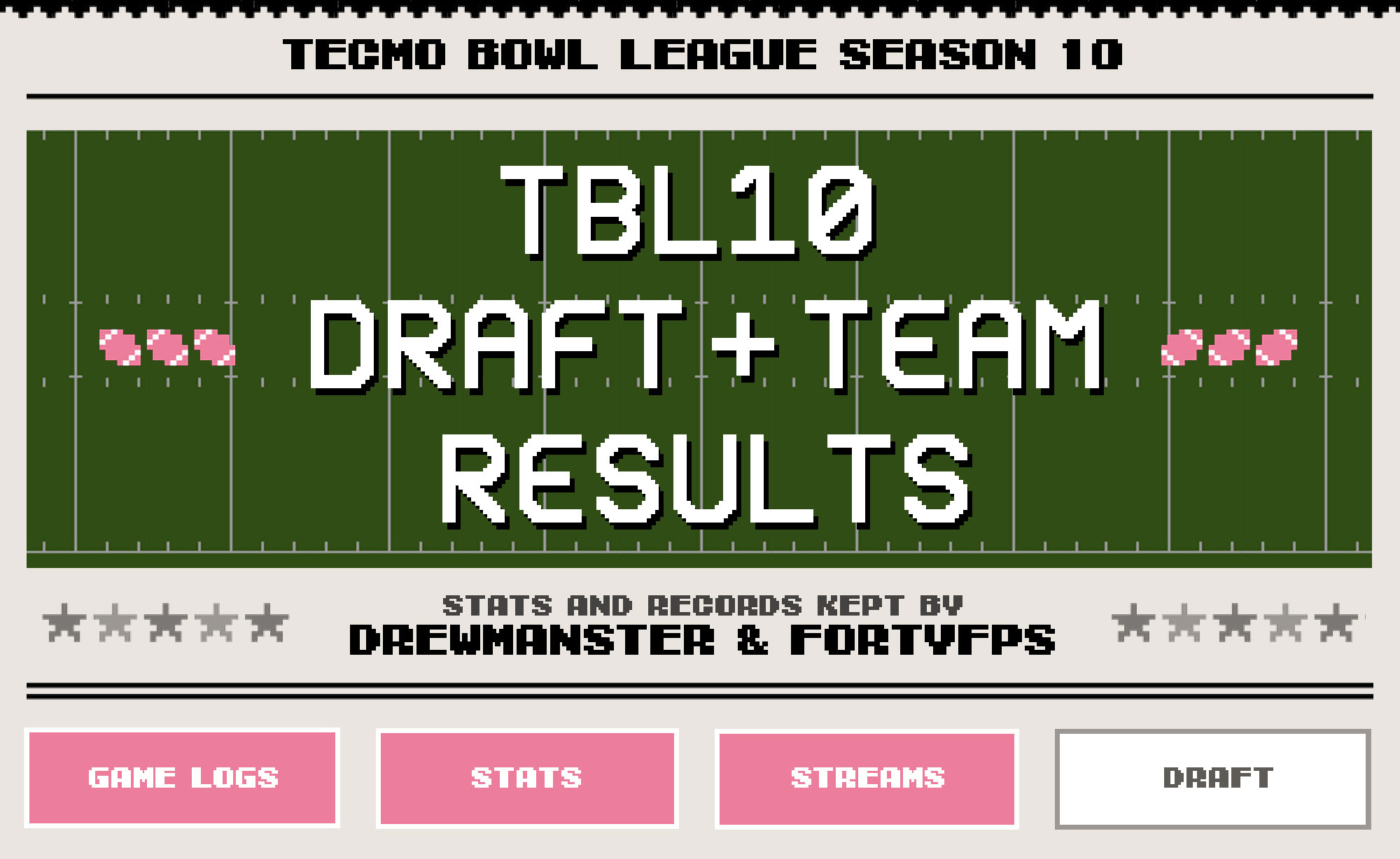 TBL 10 Draft Results | Tecmo Bowl League