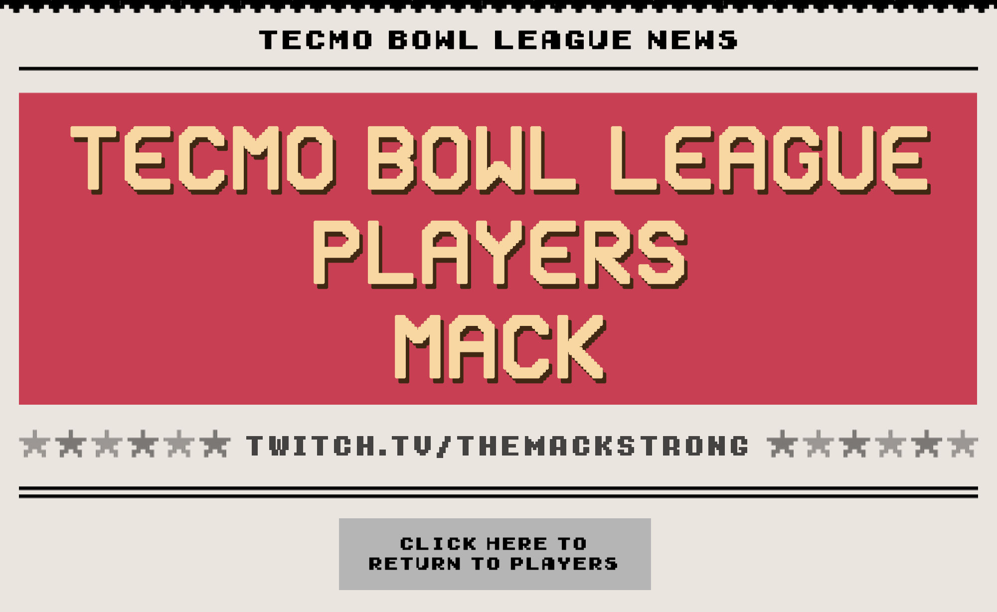 MACK | Tecmo Bowl League