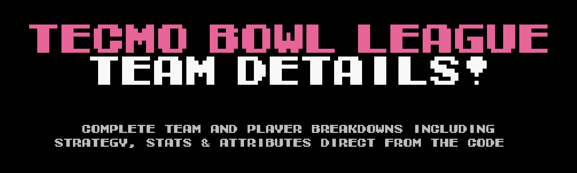Team Details | Tecmo Bowl League