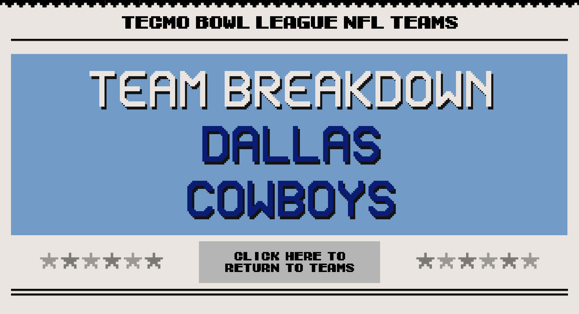 Dallas Cowboys | Tecmo Bowl League