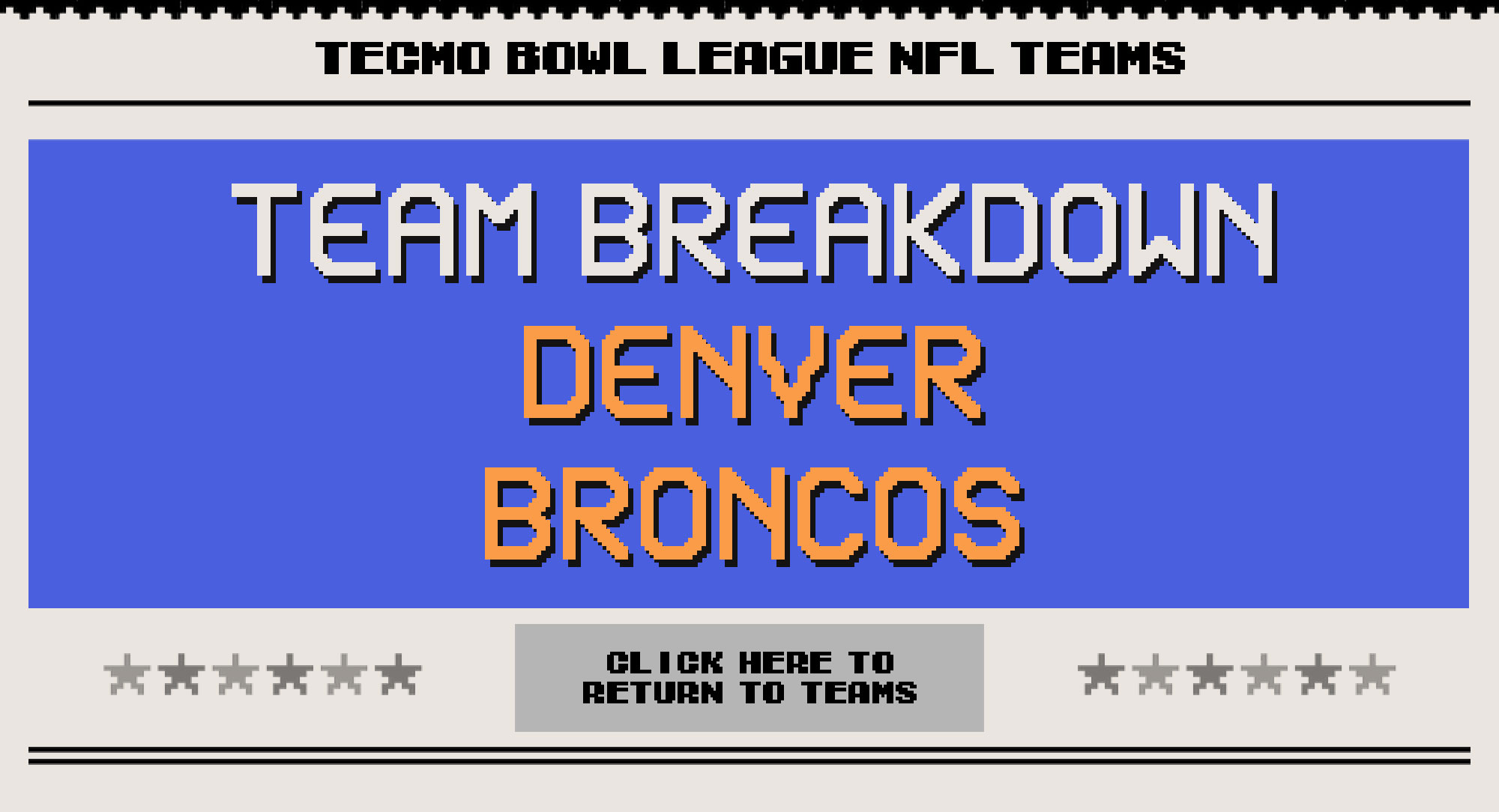 Denver Broncos | Tecmo Bowl League