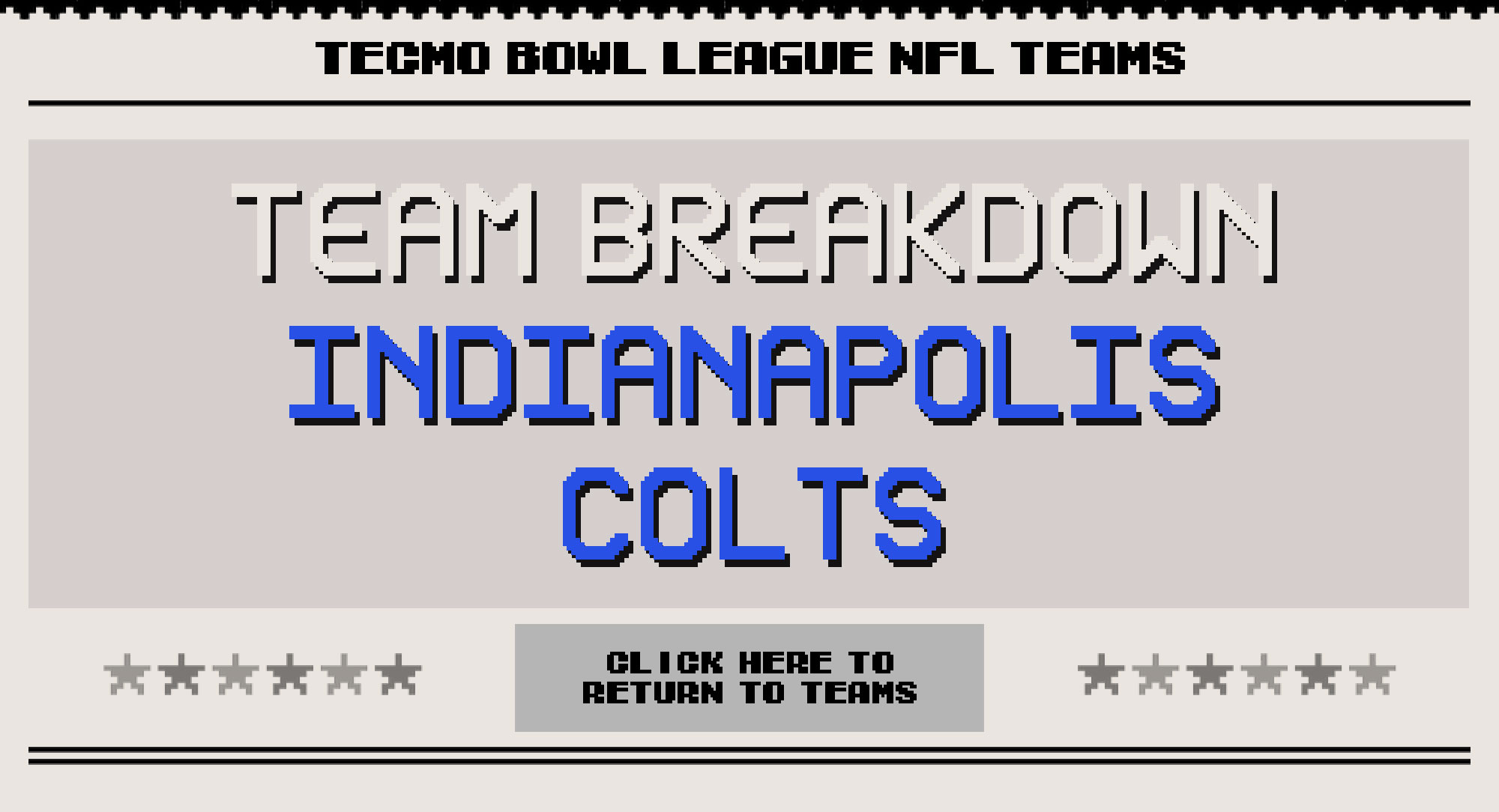 Indianapolis Colts | Tecmo Bowl League