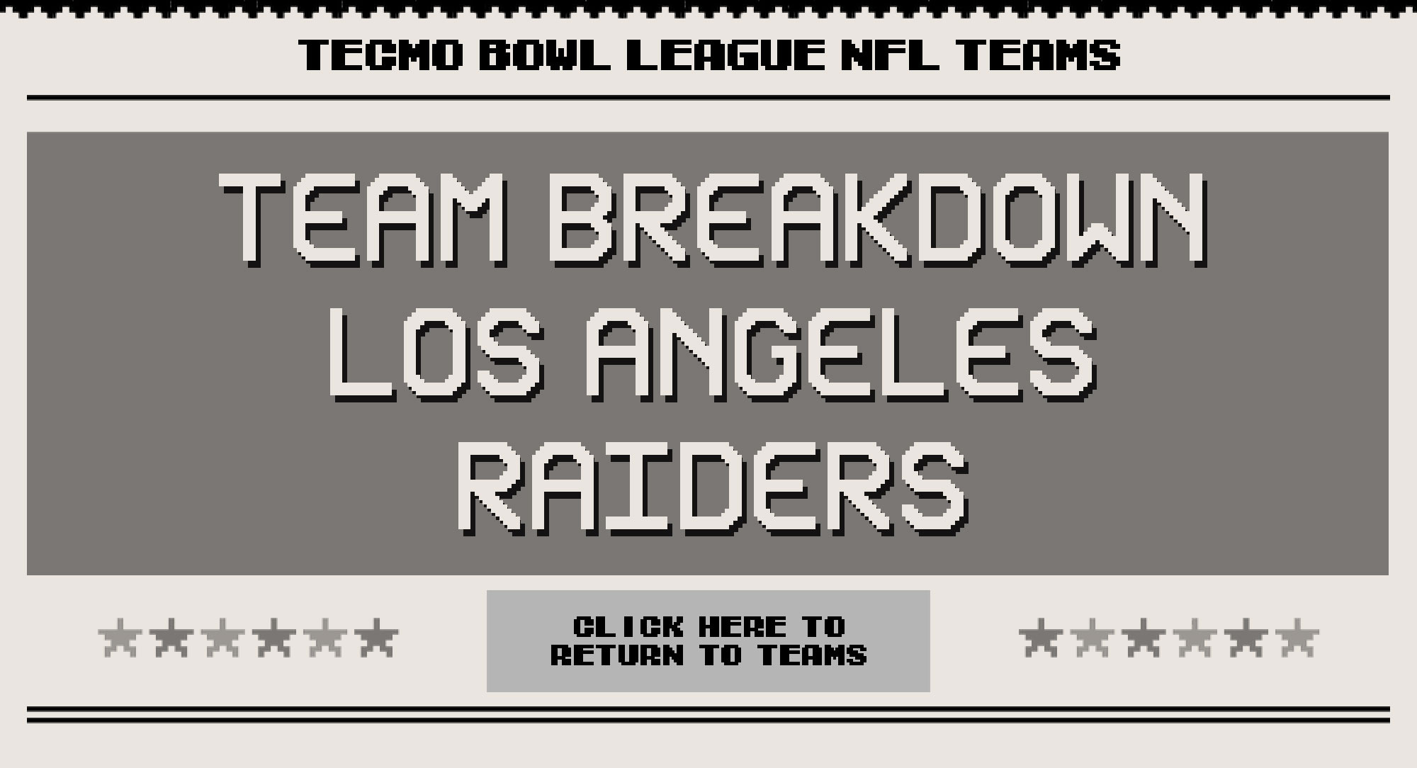 Los Angeles Raiders | Tecmo Bowl League