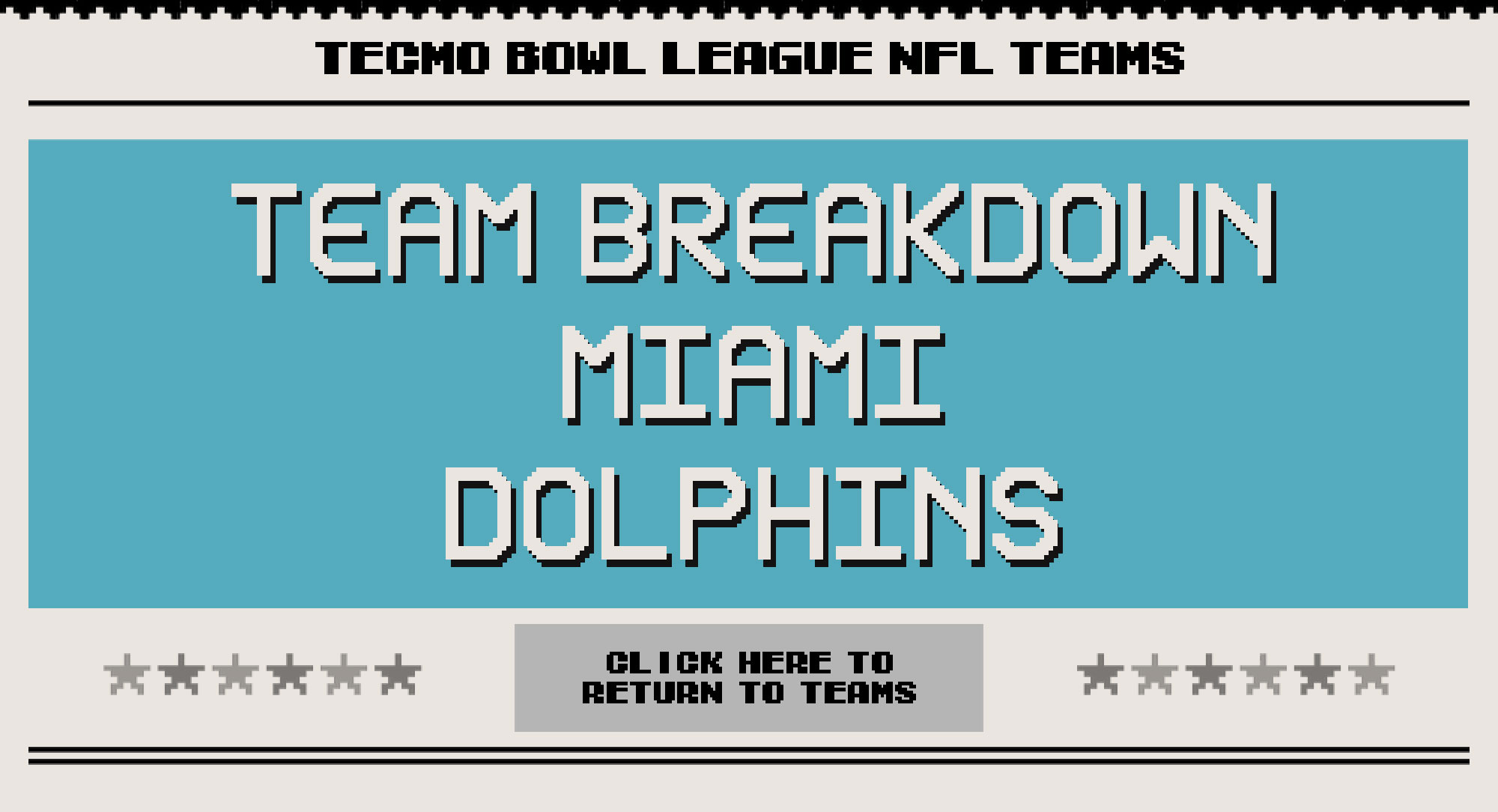 Miami Dolphins | Tecmo Bowl League