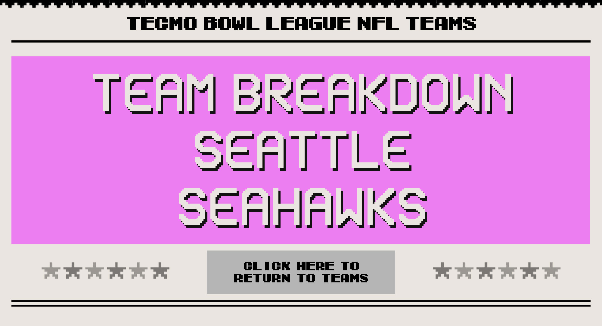 Seattle Seahawks | Tecmo Bowl League