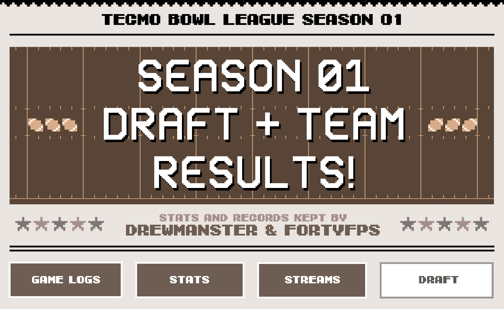 TBML 01 Draft Results | Minors | Tecmo Bowl League